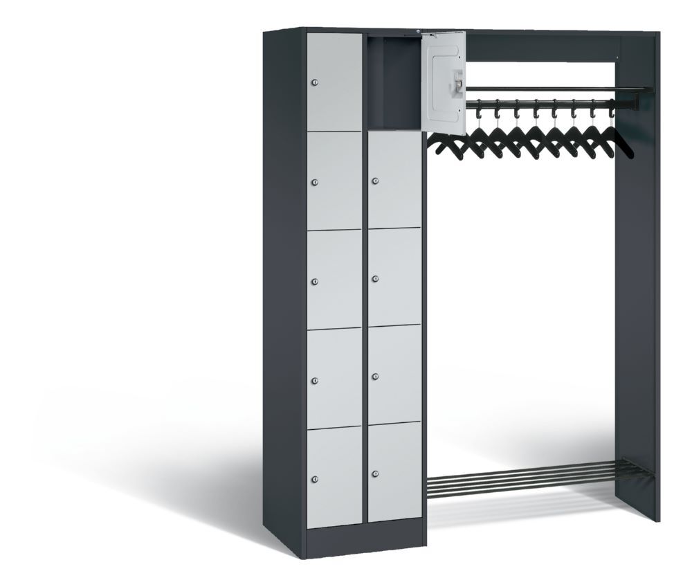 C+P Garderobe Serie 8070 links mit Fächerschrank in lichtgrau 1410 x 480 x 1950 mm Produktbild C+P Garderobe Serie 8070 links mit Fächerschrank in lichtgrau 1410 x 480 x 1950 mm bild 2