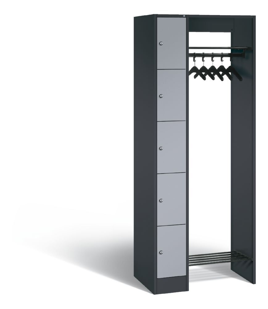 C+P Garderobe Serie 8070 anthrazit weißalu 740 x 480 x 1950 mm Produktbild C+P Garderobe Serie 8070 anthrazit weißalu 740 x 480 x 1950 mm
