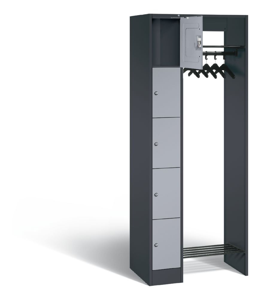 C+P Garderobe Serie 8070 anthrazit weißalu 740 x 480 x 1950 mm Produktbild C+P Garderobe Serie 8070 anthrazit weißalu 740 x 480 x 1950 mm bild 2
