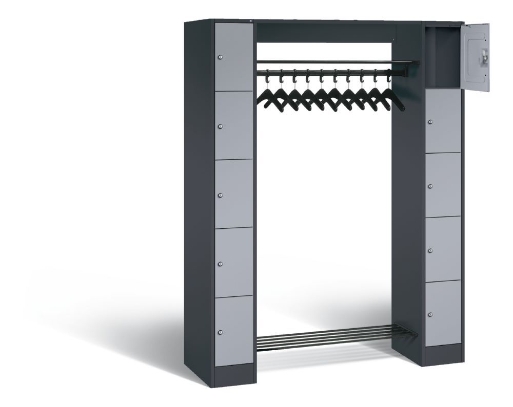 C+P Garderobe freistehend Serie 8070 anthrazit weißalu 1430 x 480 x 1950 mm Produktbild C+P Garderobe freistehend Serie 8070 anthrazit weißalu 1430 x 480 x 1950 mm bild 2