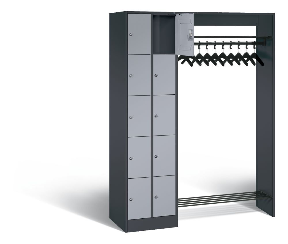 C+P Garderobe Serie 8070 links mit Fächerschrank in weißalu 1410 x 480 x 1950 mm Produktbild C+P Garderobe Serie 8070 links mit Fächerschrank in weißalu 1410 x 480 x 1950 mm bild 2