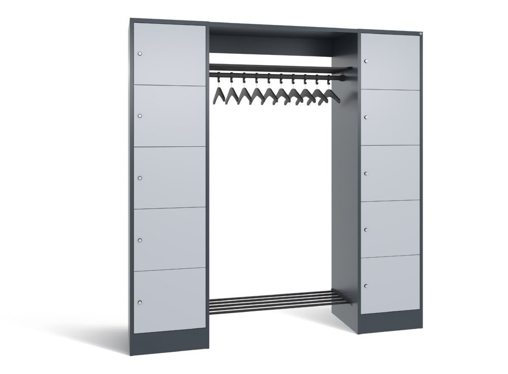 C+P Garderobenfächerschrank Serie 8070 1950 x 1870 x 480 mm anthrazit weißaluminium Produktbild C+P Garderobenfächerschrank Serie 8070 1950 x 1870 x 480 mm anthrazit weißaluminium