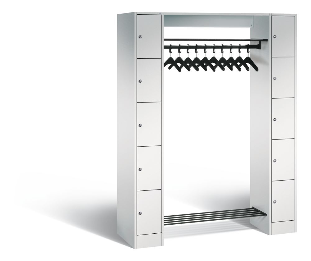 C+P Freistehende Garderobe Serie 8070 lichtgrau 1430 x 480 x 1950 mm Produktbild C+P Freistehende Garderobe Serie 8070 lichtgrau 1430 x 480 x 1950 mm