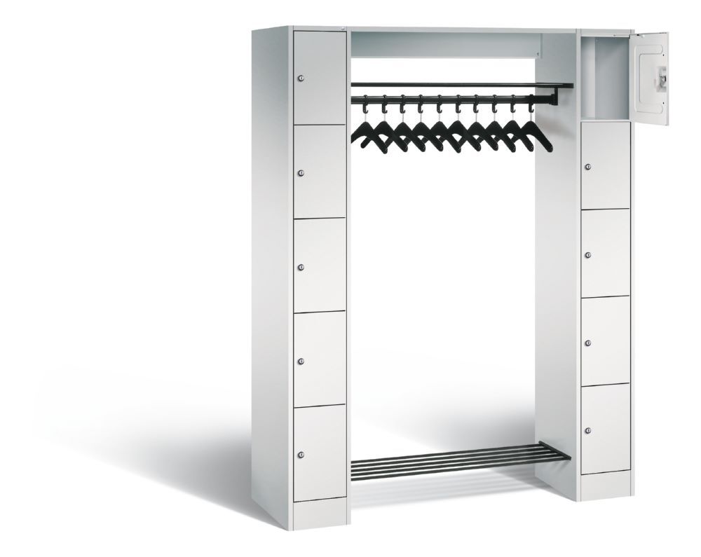 C+P Freistehende Garderobe Serie 8070 lichtgrau 1430 x 480 x 1950 mm Produktbild C+P Freistehende Garderobe Serie 8070 lichtgrau 1430 x 480 x 1950 mm bild 2