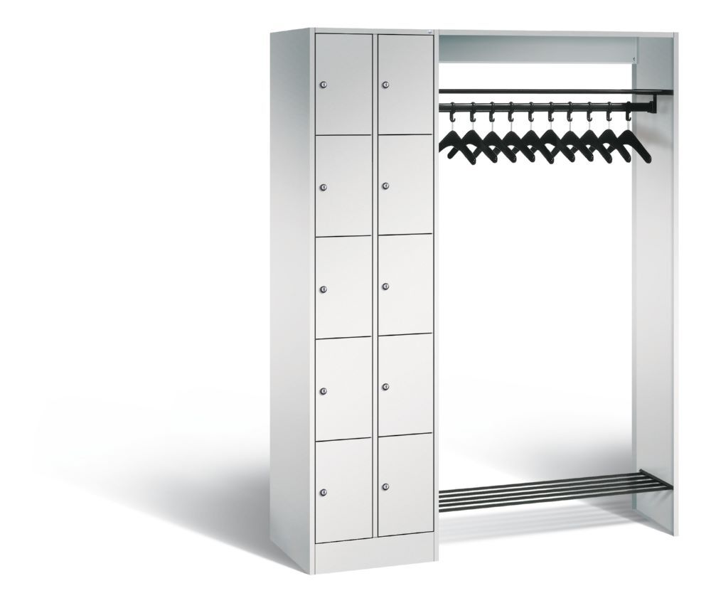 C+P Garderobe Serie 8070 mit 1 Fächerschrank lichtgrau 1410 x 480 x 1950 mm Produktbild C+P Garderobe Serie 8070 mit 1 Fächerschrank lichtgrau 1410 x 480 x 1950 mm