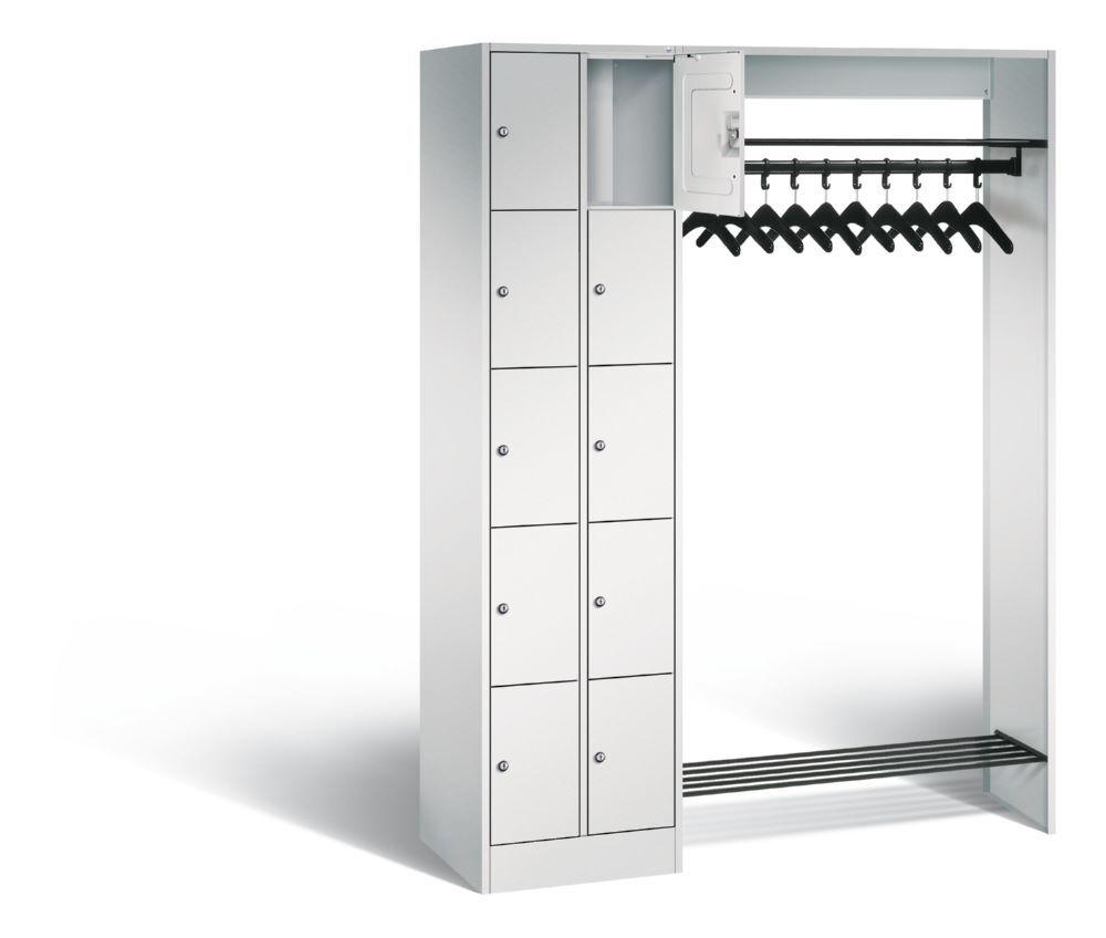 C+P Garderobe Serie 8070 mit 1 Fächerschrank lichtgrau 1410 x 480 x 1950 mm Produktbild C+P Garderobe Serie 8070 mit 1 Fächerschrank lichtgrau 1410 x 480 x 1950 mm bild 2