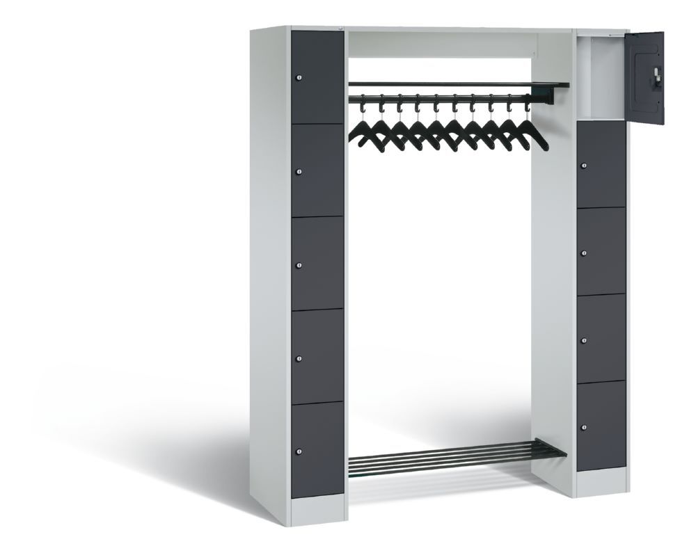 C+P Garderobe freistehend Serie 8070 grau anthrazit 1430 x 480 x 1950 mm Produktbild C+P Garderobe freistehend Serie 8070 grau anthrazit 1430 x 480 x 1950 mm bild 2
