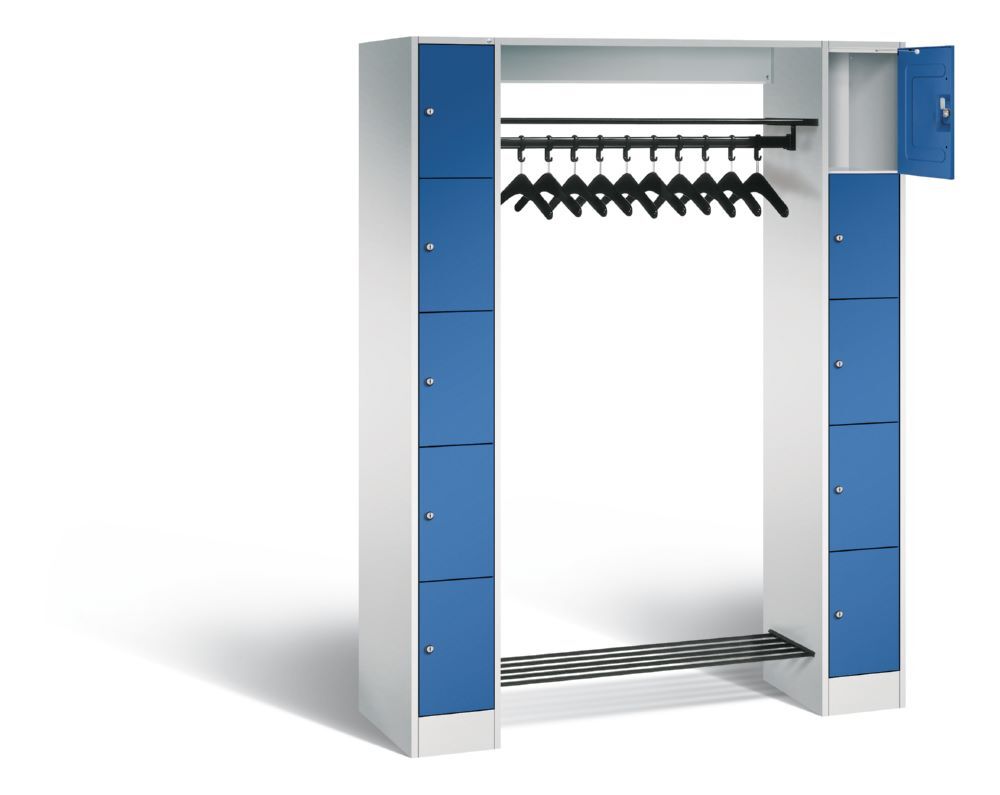 C+P Freistehende Garderobe Serie 8070 enzianblau 1430 x 480 x 1950 mm Produktbild C+P Freistehende Garderobe Serie 8070 enzianblau 1430 x 480 x 1950 mm bild 2