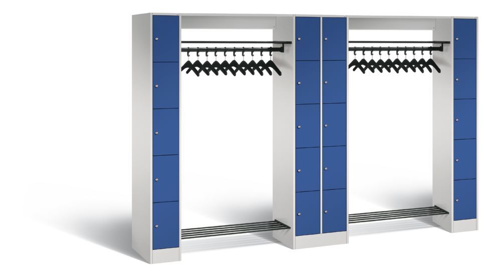 C+P Garderobefächerschrank Serie 8070 1950 x 2840 x 480 mm lichtgrau enzianblau Produktbild C+P Garderobefächerschrank Serie 8070 1950 x 2840 x 480 mm lichtgrau enzianblau