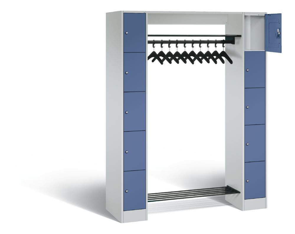 C+P Freistehende Garderobe mit Fächer Serie 8070 fernblau 1430 x 480 x 1950 mm Produktbild C+P Freistehende Garderobe mit Fächer Serie 8070 fernblau 1430 x 480 x 1950 mm bild 2