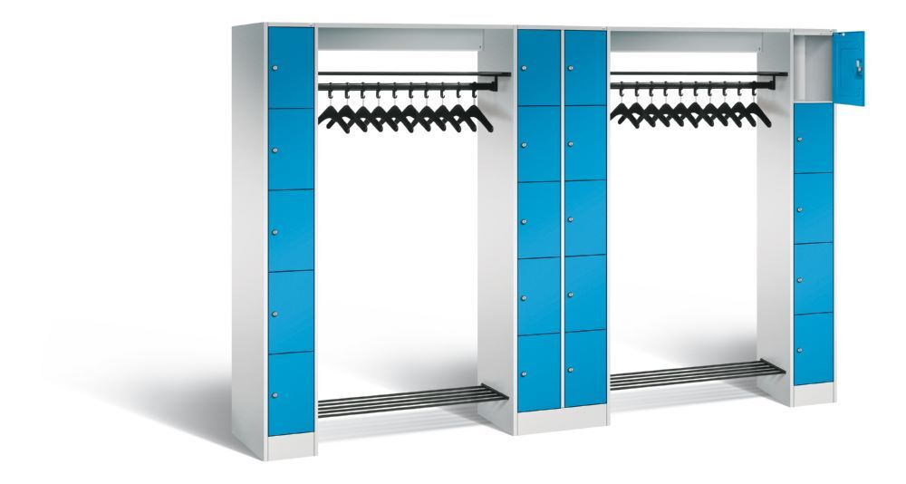 C+P Garderobefächerschrank Serie 8070 1950 x 2840 x 480 mm lichtgrau lichtblau