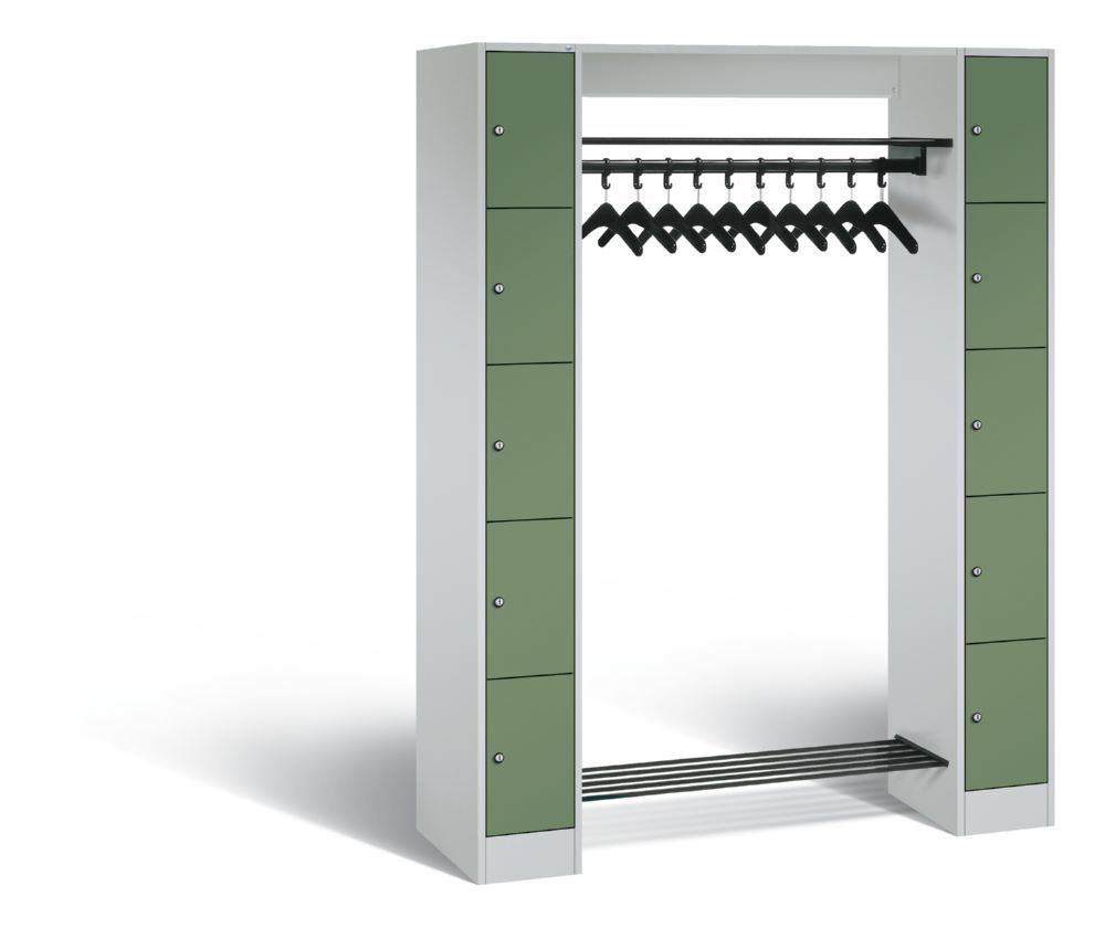 C+P Freistehende Garderobe Serie 8070 abschließbar resedagrün 1430 x 480 x 1950 mm Produktbild C+P Freistehende Garderobe Serie 8070 abschließbar resedagrün 1430 x 480 x 1950 mm
