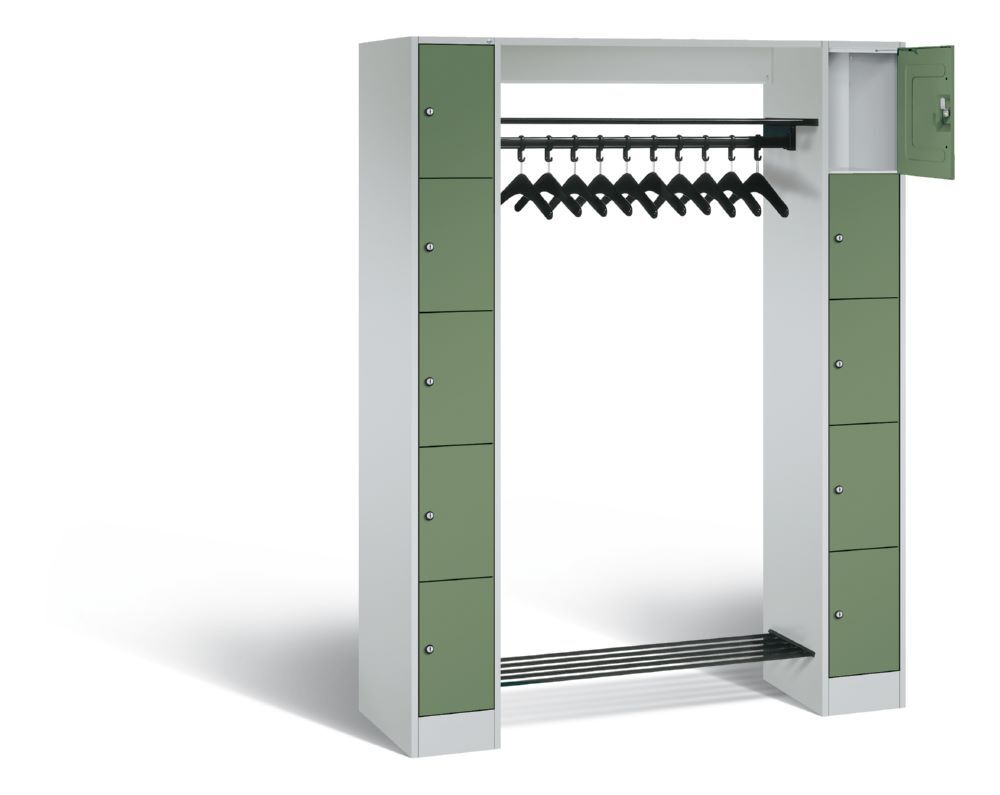 C+P Freistehende Garderobe Serie 8070 abschließbar resedagrün 1430 x 480 x 1950 mm Produktbild C+P Freistehende Garderobe Serie 8070 abschließbar resedagrün 1430 x 480 x 1950 mm bild 2