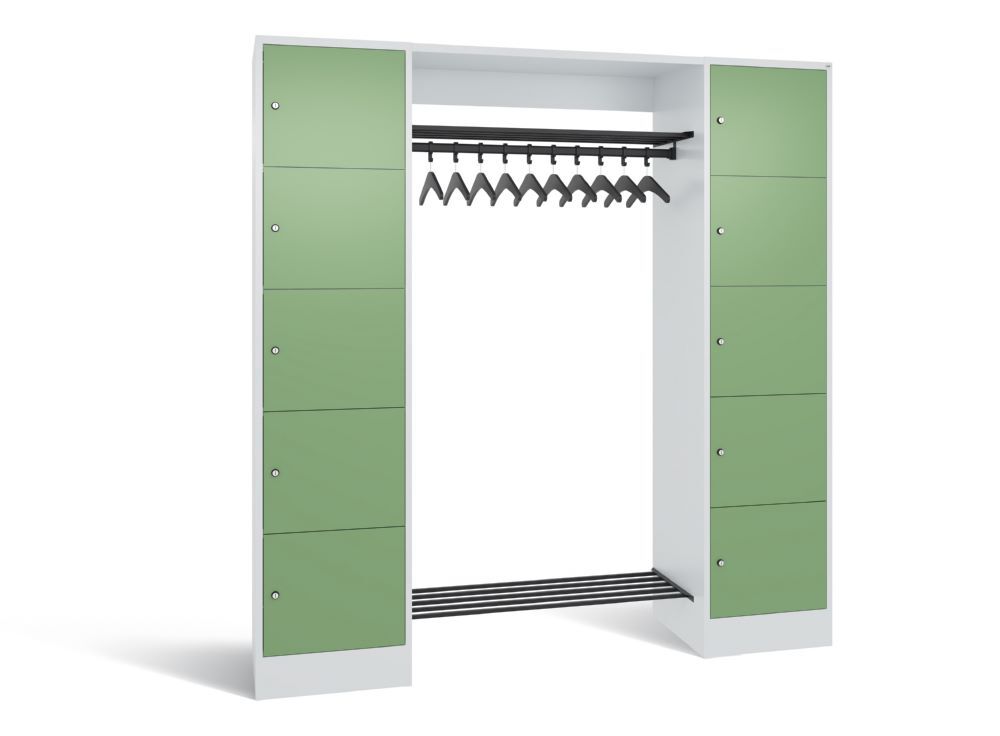 C+P Garderobenfächerschrank Serie 8070 1950 x 1870 x 480 mm lichtgrau resedagrün Produktbild C+P Garderobenfächerschrank Serie 8070 1950 x 1870 x 480 mm lichtgrau resedagrün