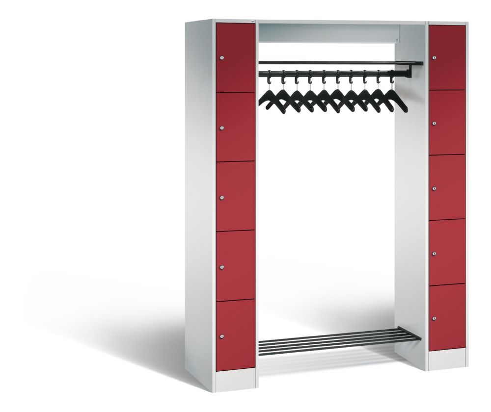 C+P Freistehende Garderobe Serie 8070 rubinrot 1430 x 480 x 1950 mm Produktbild C+P Freistehende Garderobe Serie 8070 rubinrot 1430 x 480 x 1950 mm