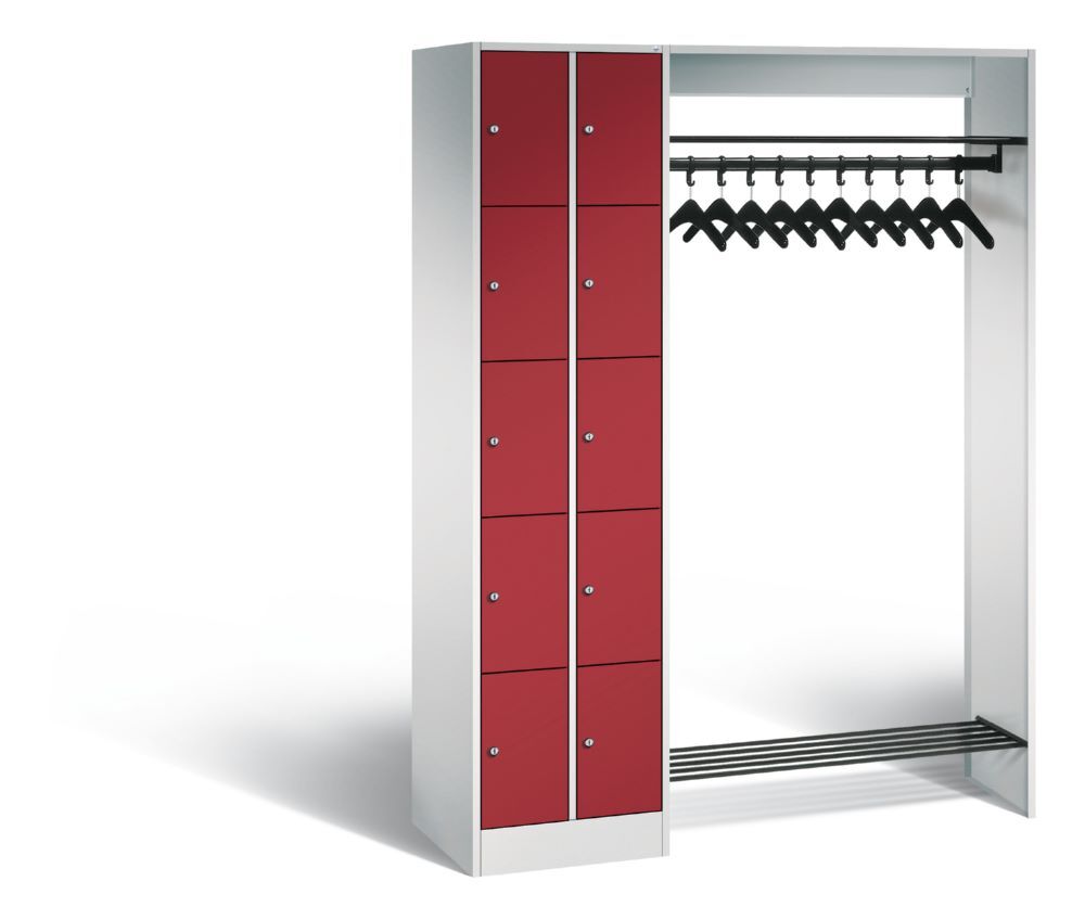 C+P Garderobe Serie 8070 mit Fächerschrank in rubinrot 1410 x 480 x 1950 mm Produktbild C+P Garderobe Serie 8070 mit Fächerschrank in rubinrot 1410 x 480 x 1950 mm