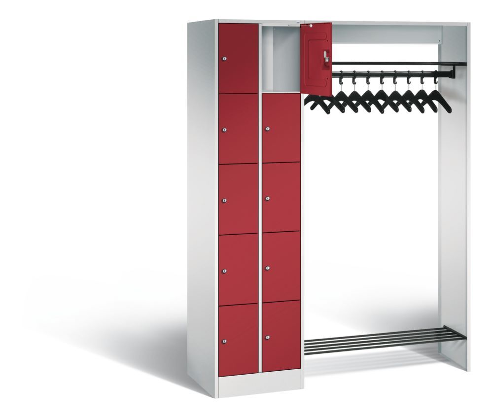 C+P Garderobe Serie 8070 mit Fächerschrank in rubinrot 1410 x 480 x 1950 mm Produktbild C+P Garderobe Serie 8070 mit Fächerschrank in rubinrot 1410 x 480 x 1950 mm bild 2