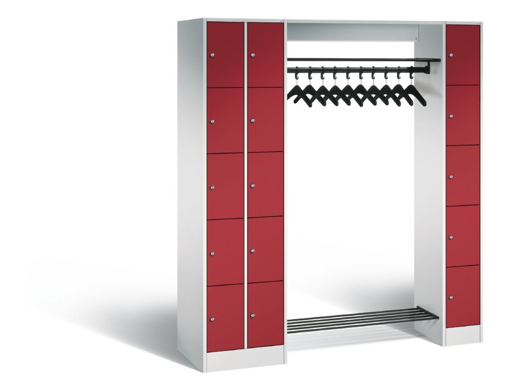 C+P Garderobefächerschrank Serie 8070 1950 x 2100 x 480 mm lichtgrau rubinrot Produktbild C+P Garderobefächerschrank Serie 8070 1950 x 2100 x 480 mm lichtgrau rubinrot