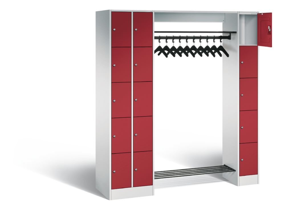 C+P Garderobefächerschrank Serie 8070 1950 x 2100 x 480 mm lichtgrau rubinrot Produktbild C+P Garderobefächerschrank Serie 8070 1950 x 2100 x 480 mm lichtgrau rubinrot bild 2