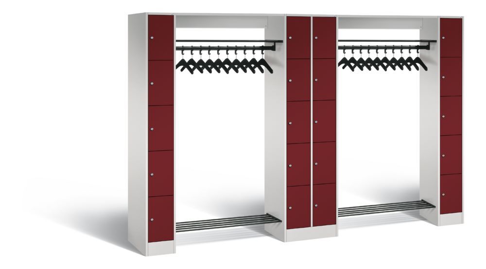 C+P Garderobefächerschrank Serie 8070 1950 x 2840 x 480 mm lichtgrau rubinrot Produktbild C+P Garderobefächerschrank Serie 8070 1950 x 2840 x 480 mm lichtgrau rubinrot