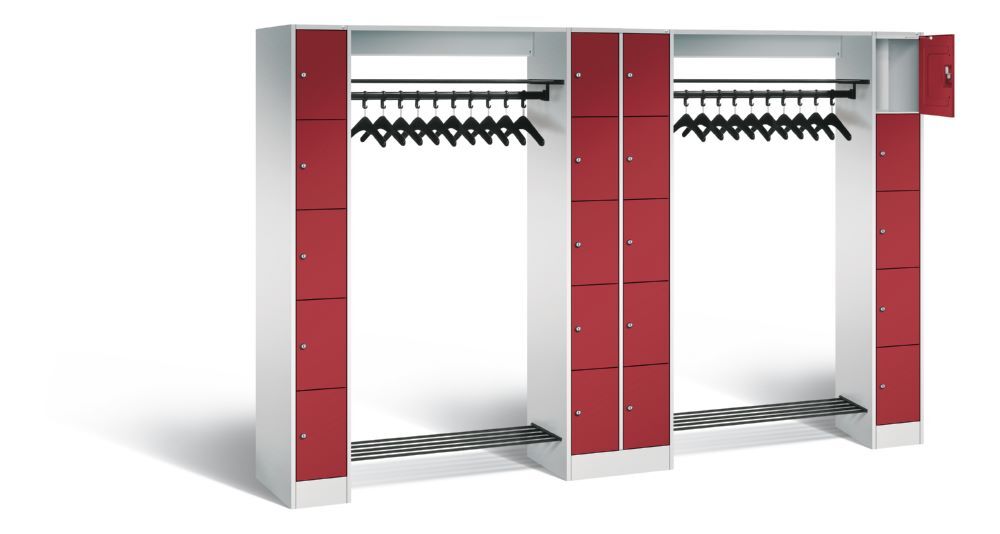 C+P Garderobefächerschrank Serie 8070 1950 x 2840 x 480 mm lichtgrau rubinrot Produktbild C+P Garderobefächerschrank Serie 8070 1950 x 2840 x 480 mm lichtgrau rubinrot bild 2