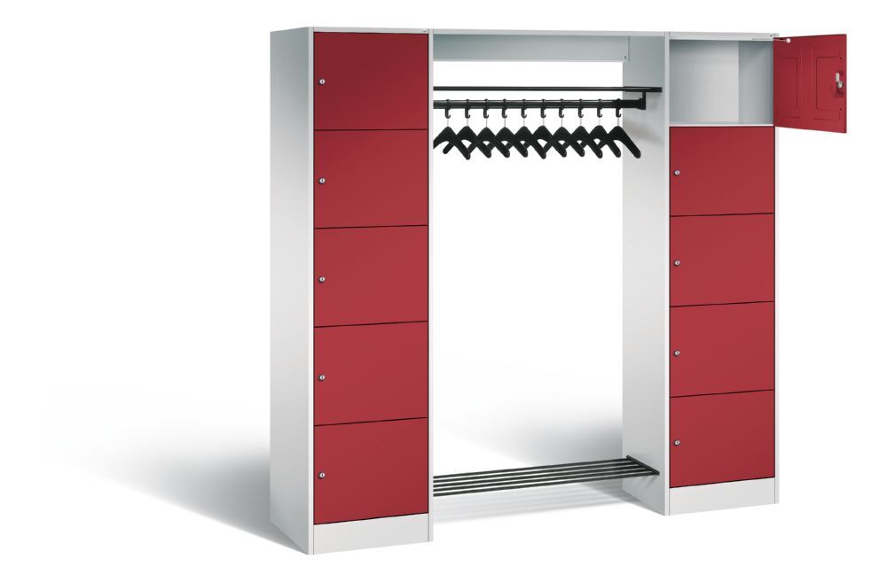 C+P Garderobenfächerschrank Serie 8070 1950 x 1870 x 480 mm lichtgrau rubinrot Produktbild C+P Garderobenfächerschrank Serie 8070 1950 x 1870 x 480 mm lichtgrau rubinrot bild 2