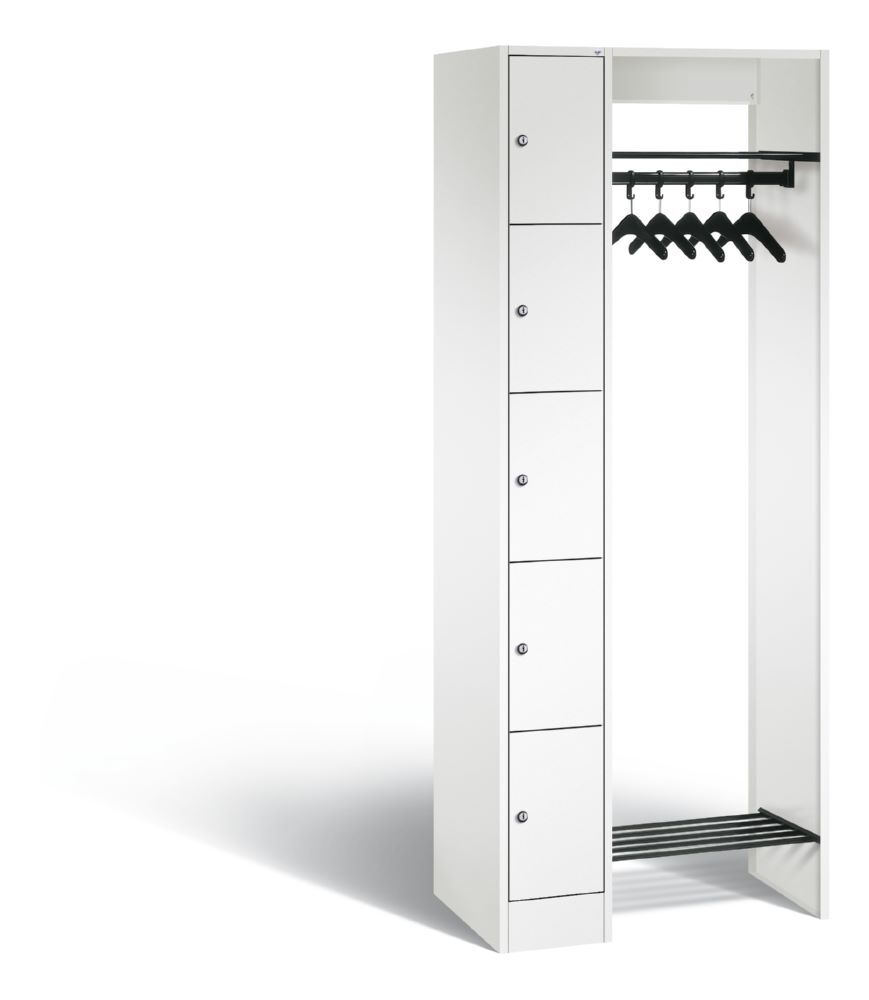 C+P Garderobe Serie 8070 mit 1 Schrank und 5 Fächer weiß 740 x 480 x 1950 mm Produktbild C+P Garderobe Serie 8070 mit 1 Schrank und 5 Fächer weiß 740 x 480 x 1950 mm