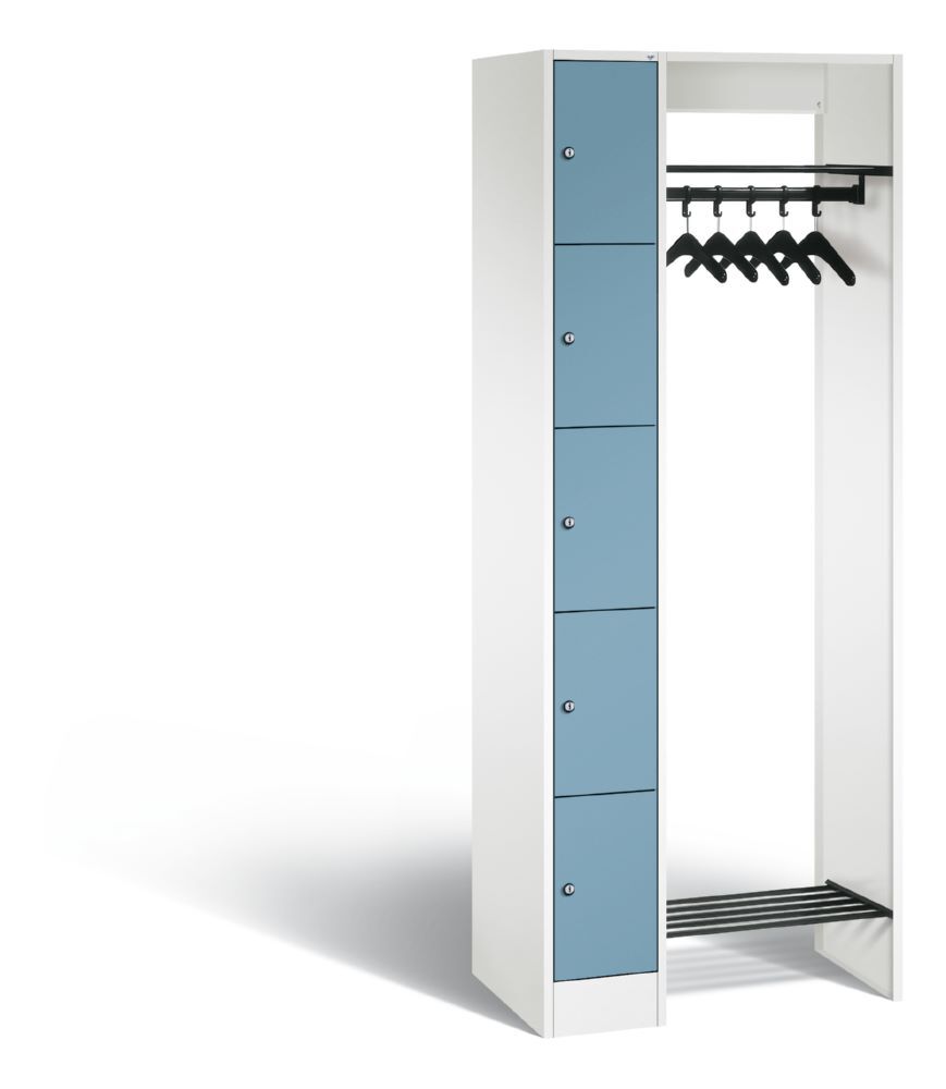 C+P Garderobe Serie 8070 1 Schrank 5 Fächer weiß horizontblau 740 x 480 x 1950 mm Produktbild C+P Garderobe Serie 8070 1 Schrank 5 Fächer weiß horizontblau 740 x 480 x 1950 mm