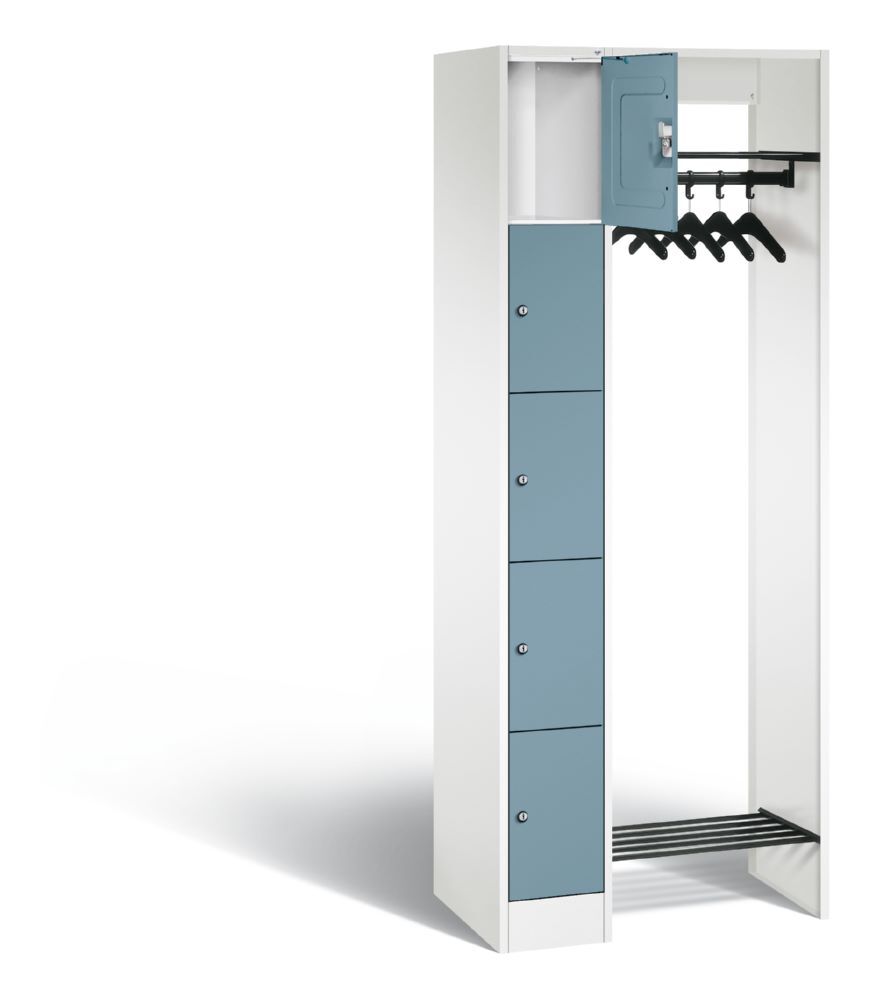 C+P Garderobe Serie 8070 1 Schrank 5 Fächer weiß horizontblau 740 x 480 x 1950 mm Produktbild C+P Garderobe Serie 8070 1 Schrank 5 Fächer weiß horizontblau 740 x 480 x 1950 mm bild 2