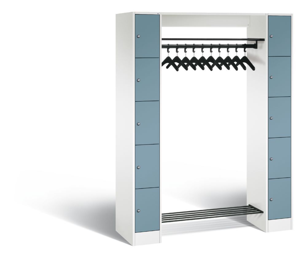 C+P Garderobenfächerschrank Serie 8070 1950 x 1430 x 480 mm weiß horizontblau Produktbild C+P Garderobenfächerschrank Serie 8070 1950 x 1430 x 480 mm weiß horizontblau