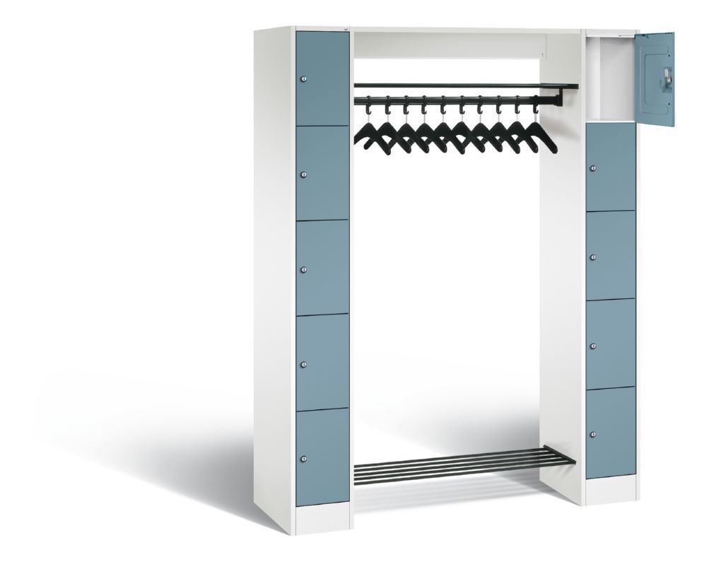 C+P Garderobenfächerschrank Serie 8070 1950 x 1430 x 480 mm weiß horizontblau Produktbild C+P Garderobenfächerschrank Serie 8070 1950 x 1430 x 480 mm weiß horizontblau bild 2