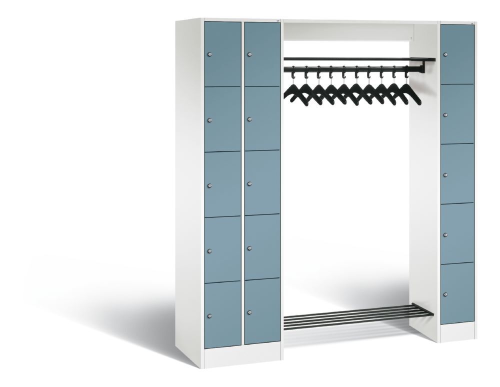 C+P Garderobefächerschrank Serie 8070 1950 x 2100 x 480 mm weiß horizontblau Produktbild C+P Garderobefächerschrank Serie 8070 1950 x 2100 x 480 mm weiß horizontblau