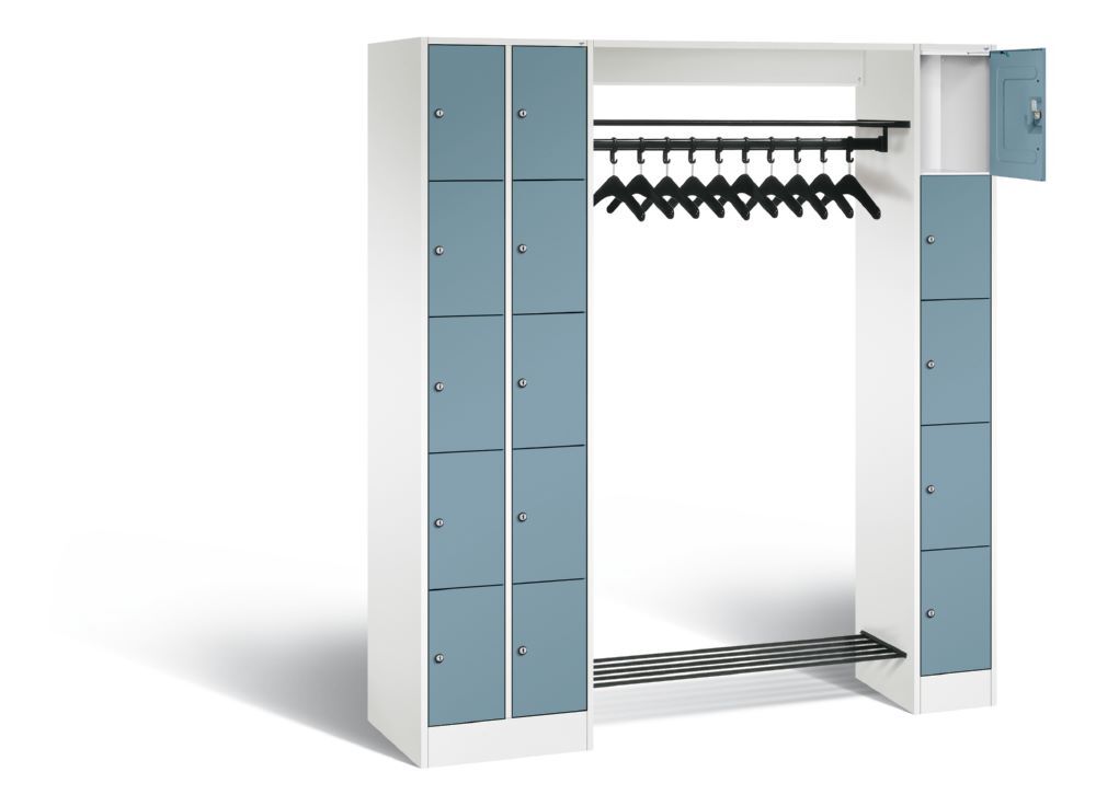 C+P Garderobefächerschrank Serie 8070 1950 x 2100 x 480 mm weiß horizontblau Produktbild C+P Garderobefächerschrank Serie 8070 1950 x 2100 x 480 mm weiß horizontblau bild 2