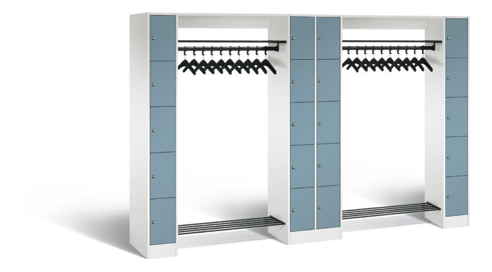 C+P Garderobefächerschrank Serie 8070 1950 x 2840 x 480 mm weiß horizontblau Produktbild C+P Garderobefächerschrank Serie 8070 1950 x 2840 x 480 mm weiß horizontblau