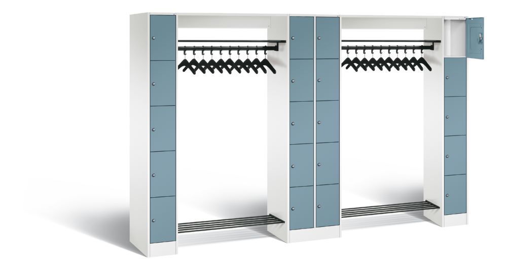 C+P Garderobefächerschrank Serie 8070 1950 x 2840 x 480 mm weiß horizontblau Produktbild C+P Garderobefächerschrank Serie 8070 1950 x 2840 x 480 mm weiß horizontblau bild 2
