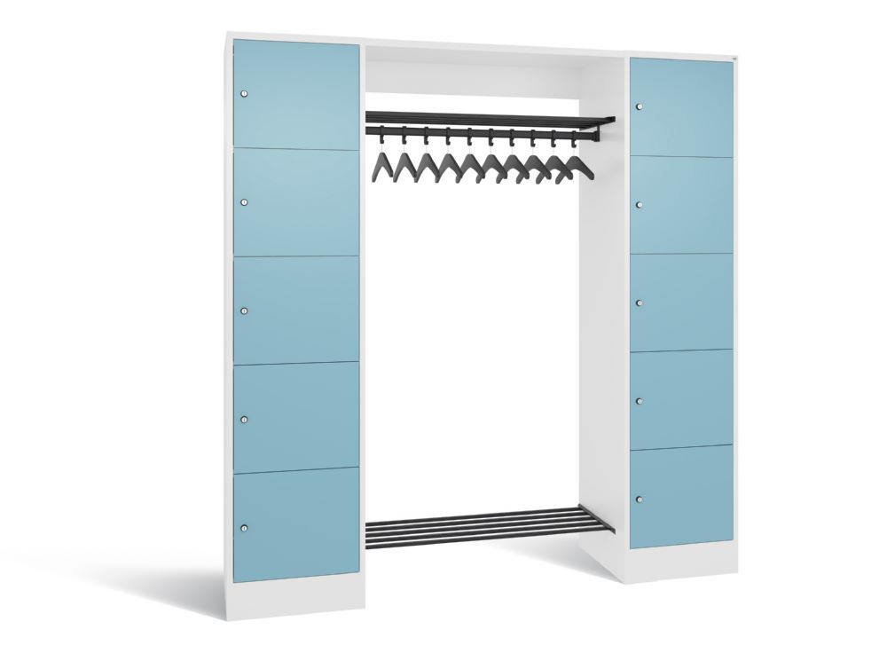 C+P Garderobefächerschrank Serie 8070 1950 x 1870 x 480 mm weiß horizontblau Produktbild C+P Garderobefächerschrank Serie 8070 1950 x 1870 x 480 mm weiß horizontblau