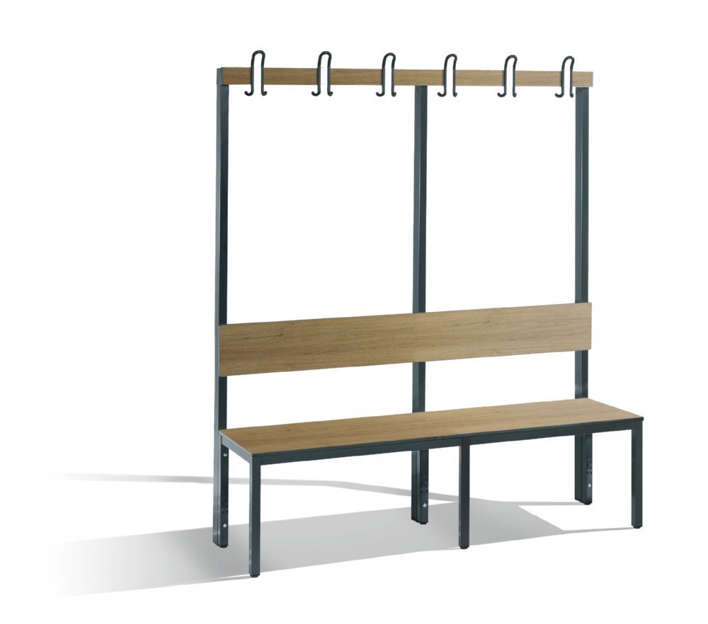 C+P Garderobenbank einseitig für Feuchtraum HPL Eiche Sereno 1500 x 407 x 1650 mm Produktbild C+P Garderobenbank einseitig für Feuchtraum HPL Eiche Sereno 1500 x 407 x 1650 mm