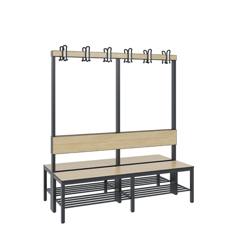 C+P Garderobenbank 2-seitig Feuchtraum H 1650 x B 1500 x T 760 mm Produktbild C+P Garderobenbank 2-seitig Feuchtraum H 1650 x B 1500 x T 760 mm bild 2