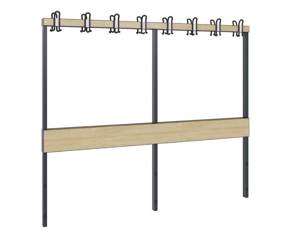 C+P Garderobenbank für Feuchtraum schwarzgrau HPL Eiche 1960 x 750 x 1650 mm Produktbild C+P Garderobenbank für Feuchtraum schwarzgrau HPL Eiche 1960 x 750 x 1650 mm