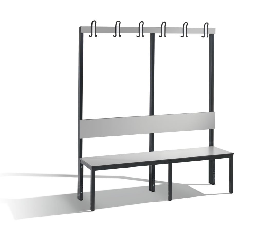 C+P Garderobenbank einseitig für Feuchtraum HPL grau 1500 x 407 x 1650 mm Produktbild C+P Garderobenbank einseitig für Feuchtraum HPL grau 1500 x 407 x 1650 mm