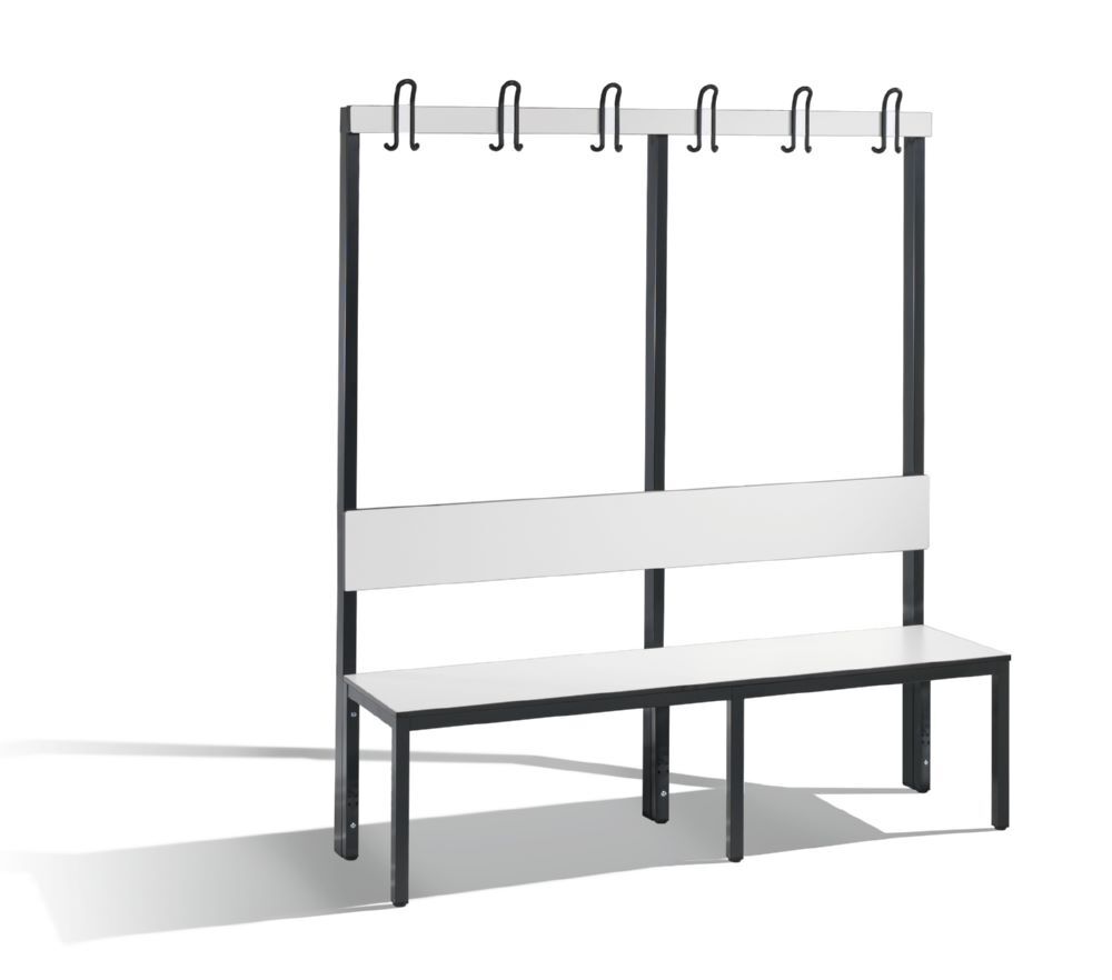 C+P Garderobenbank einseitig für Feuchtraum HPL weiß 1500 x 407 x 1650 mm Produktbild C+P Garderobenbank einseitig für Feuchtraum HPL weiß 1500 x 407 x 1650 mm