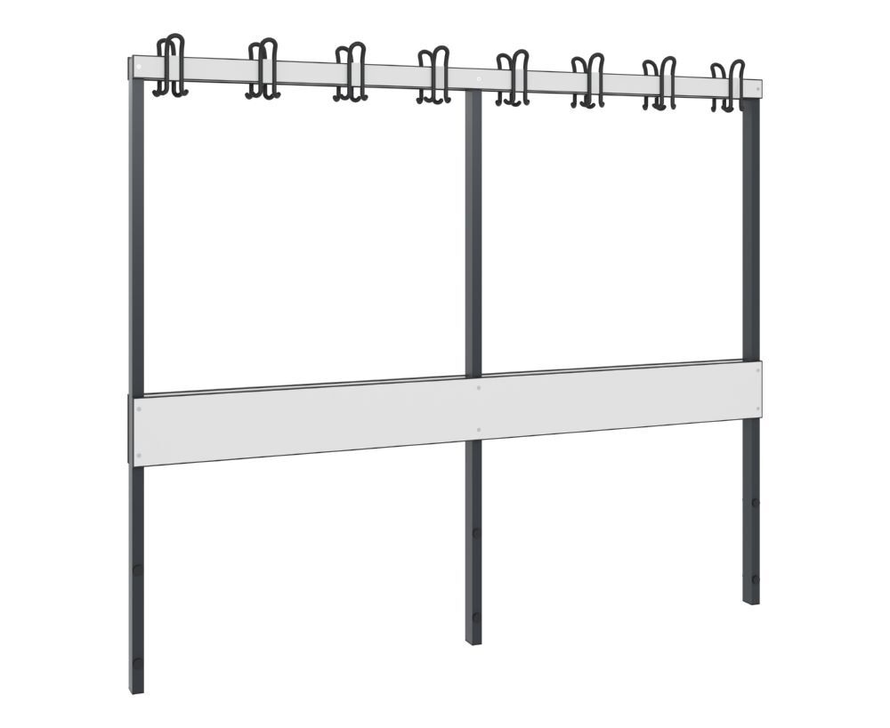 C+P Garderobenbank 2 seitig für Feuchtraum schwarzgrau HPL weiß 1960 x 750 x 1650 mm Produktbild C+P Garderobenbank 2 seitig für Feuchtraum schwarzgrau HPL weiß 1960 x 750 x 1650 mm