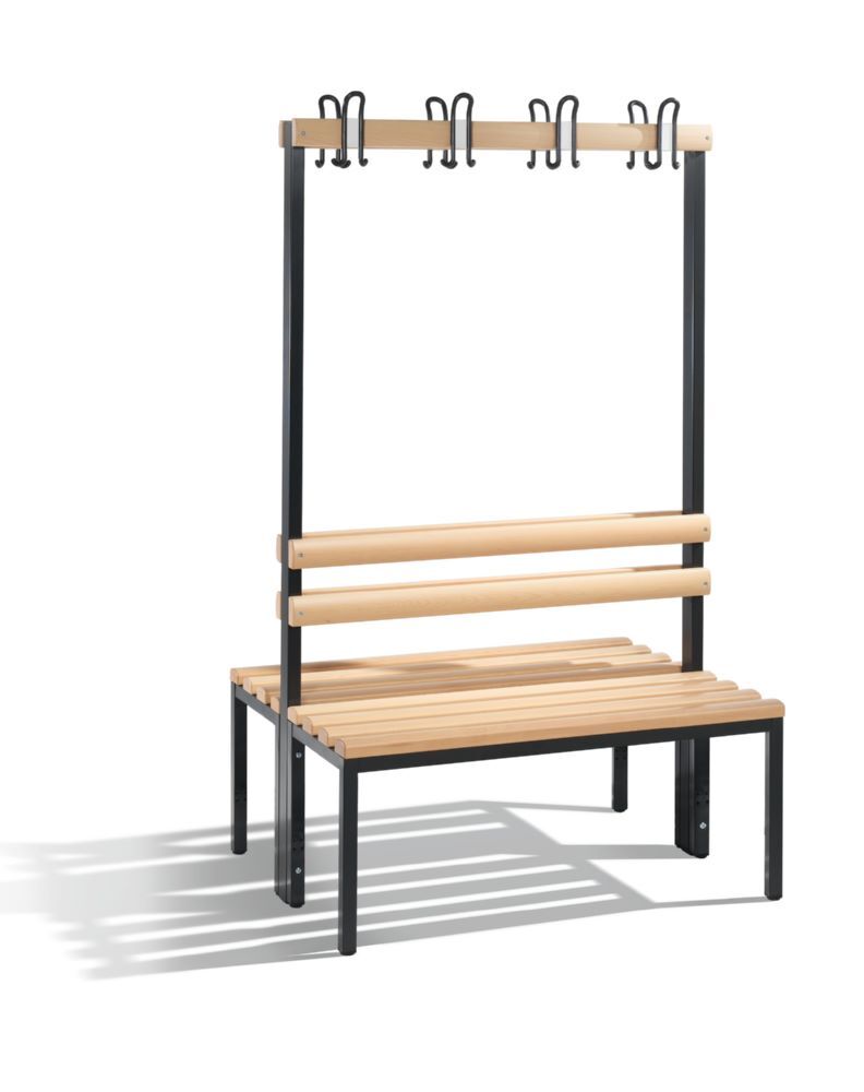 C+P Garderobenbank zweiseitig mit Lehne schwarzgrau 1000 x 750 x 1650 mm Produktbild C+P Garderobenbank zweiseitig mit Lehne schwarzgrau 1000 x 750 x 1650 mm
