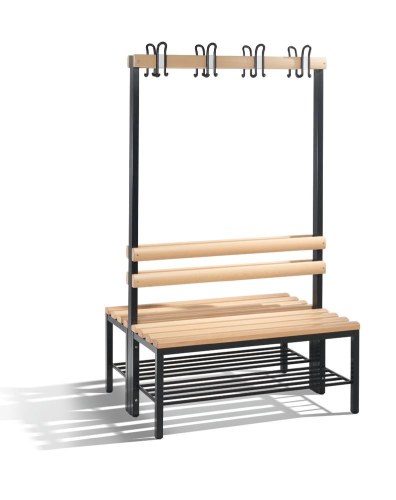 C+P Garderobenbank 2 seitig Buche Hartholz 1000 x 750 x 1650 mm Produktbild C+P Garderobenbank 2 seitig Buche Hartholz 1000 x 750 x 1650 mm