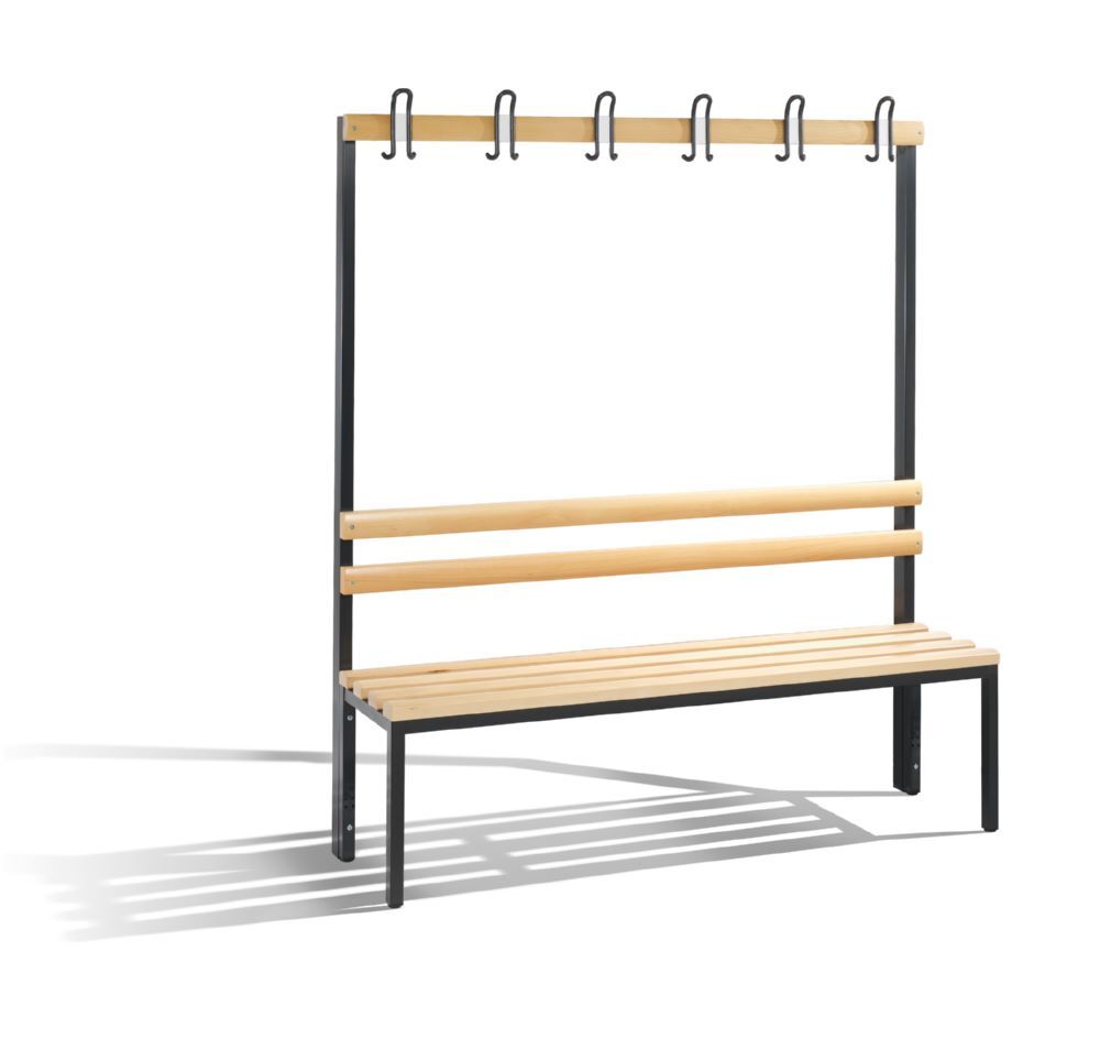 C+P Garderobenbank mit Bodengleiter 1 seitig schwarzgrau 1500 x 400 x 1650 mm Produktbild C+P Garderobenbank mit Bodengleiter 1 seitig schwarzgrau 1500 x 400 x 1650 mm