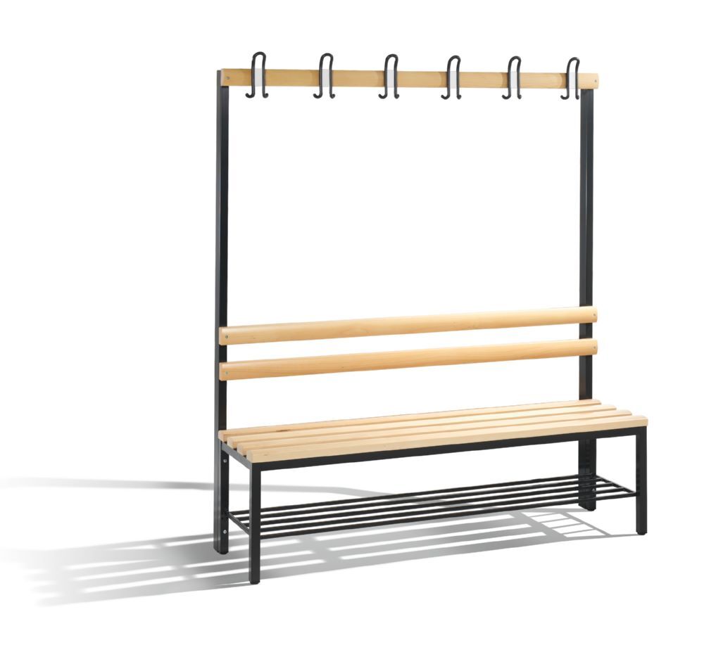 C+P Garderobenbank 1 seitig mit Kleiderhaken schwarzgrau 1500 x 400 x 1650 mm Produktbild C+P Garderobenbank 1 seitig mit Kleiderhaken schwarzgrau 1500 x 400 x 1650 mm