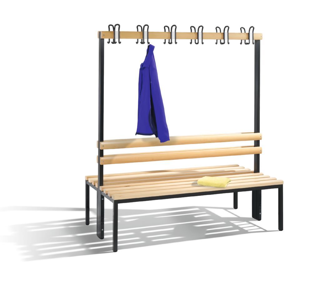 C+P Garderobenbank 2 seitig mit Haken schwarzgrau Buche 1500 x 750 x 1650 mm Produktbild C+P Garderobenbank 2 seitig mit Haken schwarzgrau Buche 1500 x 750 x 1650 mm bild 2
