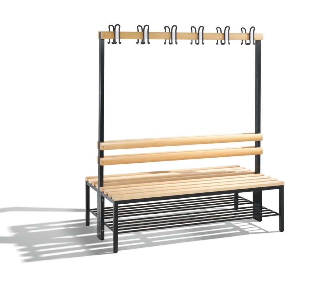 C+P Garderobenbank 2-seitig H 1650 x B 1500 x T 750 mm schwarzgrau Produktbild C+P Garderobenbank 2-seitig H 1650 x B 1500 x T 750 mm schwarzgrau