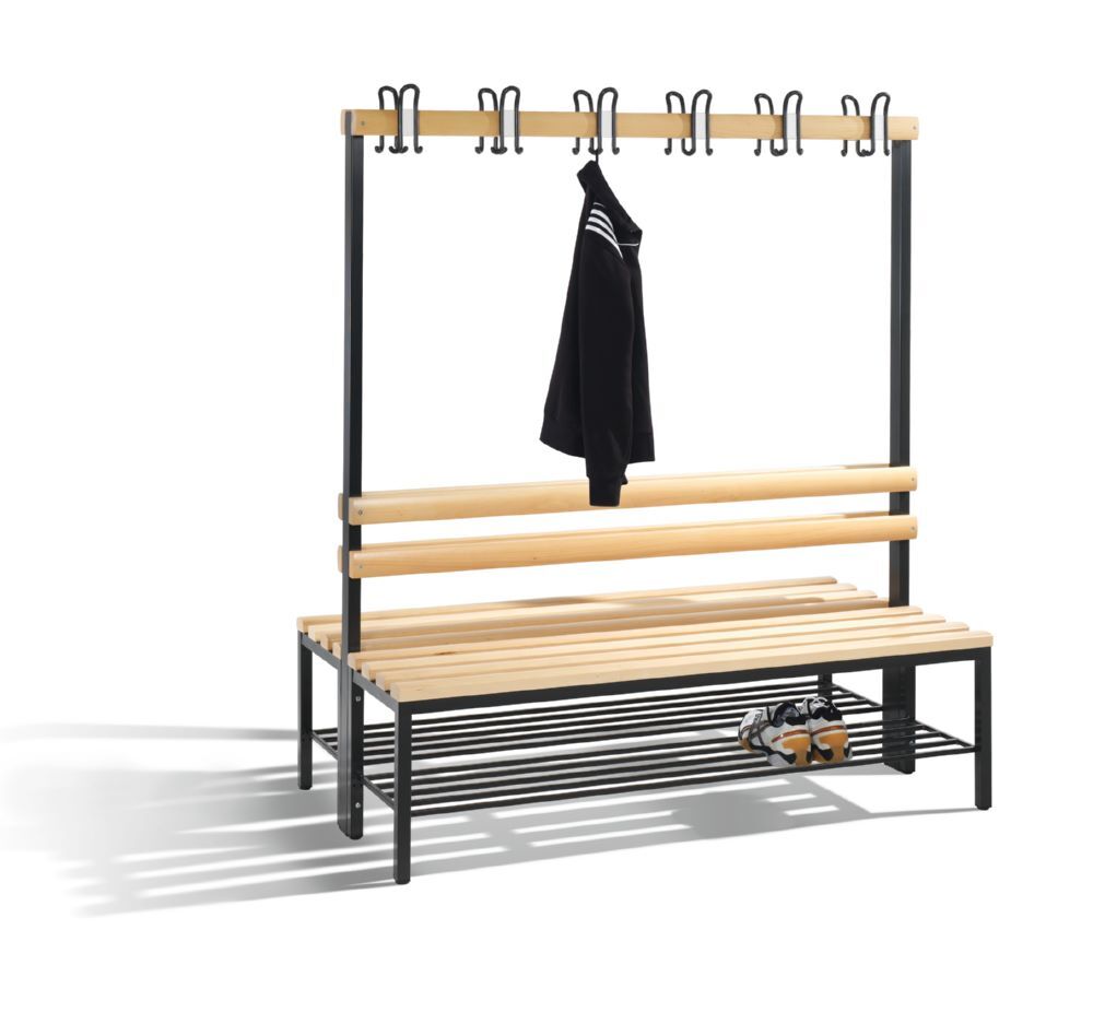 C+P Garderobenbank 2-seitig H 1650 x B 1500 x T 750 mm schwarzgrau Produktbild C+P Garderobenbank 2-seitig H 1650 x B 1500 x T 750 mm schwarzgrau bild 2