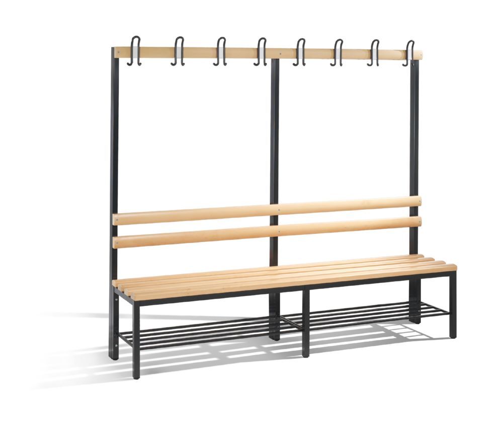 C+P Garderobenbank Traglast bis 750 kg schwarzgrau 1960 x 400 x 1650 mm Produktbild C+P Garderobenbank Traglast bis 750 kg schwarzgrau 1960 x 400 x 1650 mm